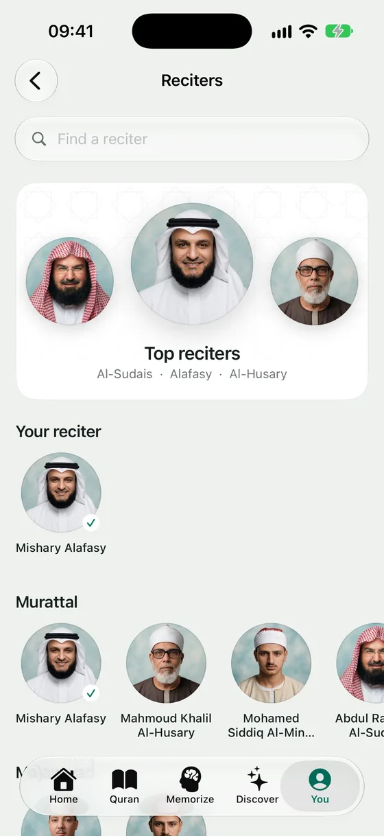 Reciters on iPhone