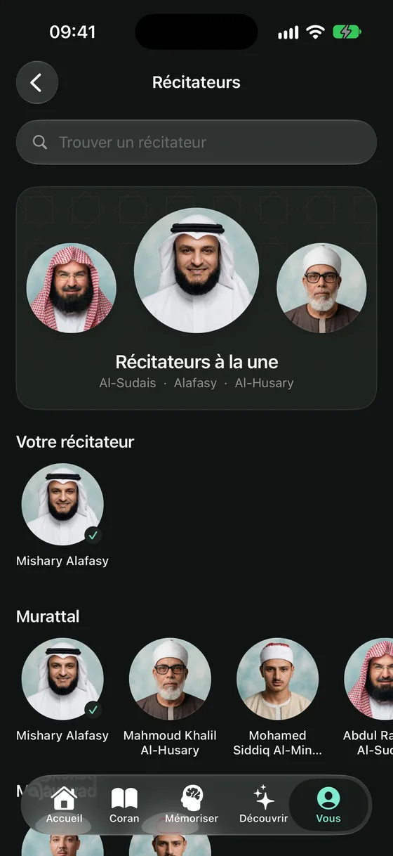 Récitateurs sur iPhone