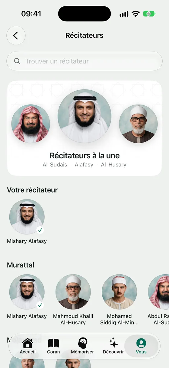 Récitateurs sur iPhone