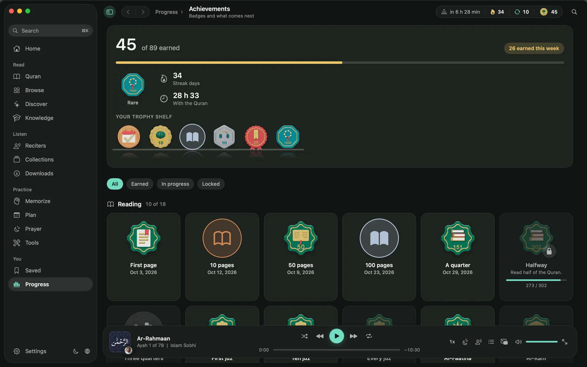 Every badge, in your trophy shelf